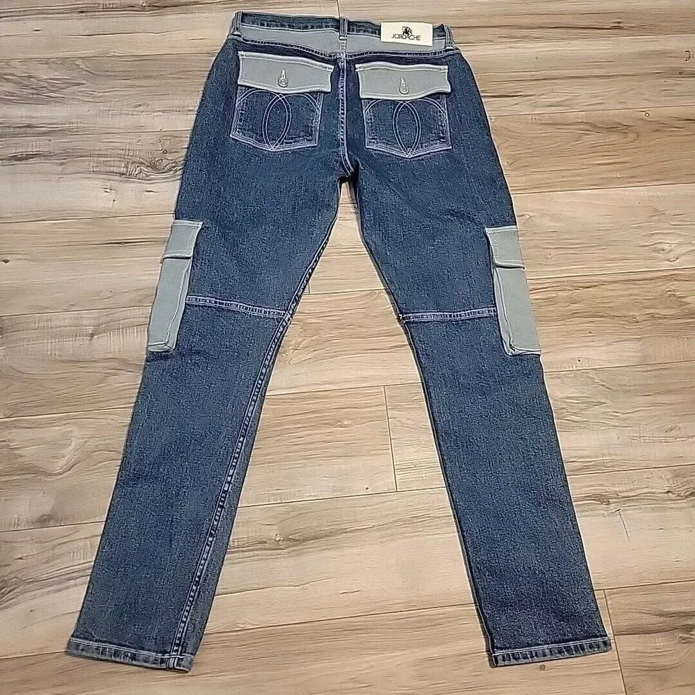 Vintage Jordache Jeans Mens 30 Blue Denim Y2K Skater Two Tone Cargo Straight‎